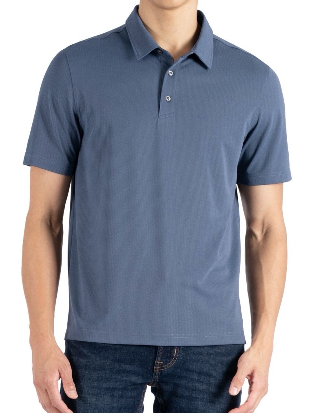 NWT-Gerry Men's Short Sleeve Polo MoistureWicking 4-Way Stretch Lt Weight Blue M